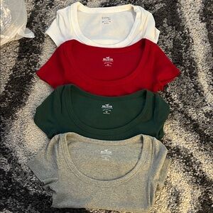 Hollister Classic Tees in Red, Green, Gray, and White